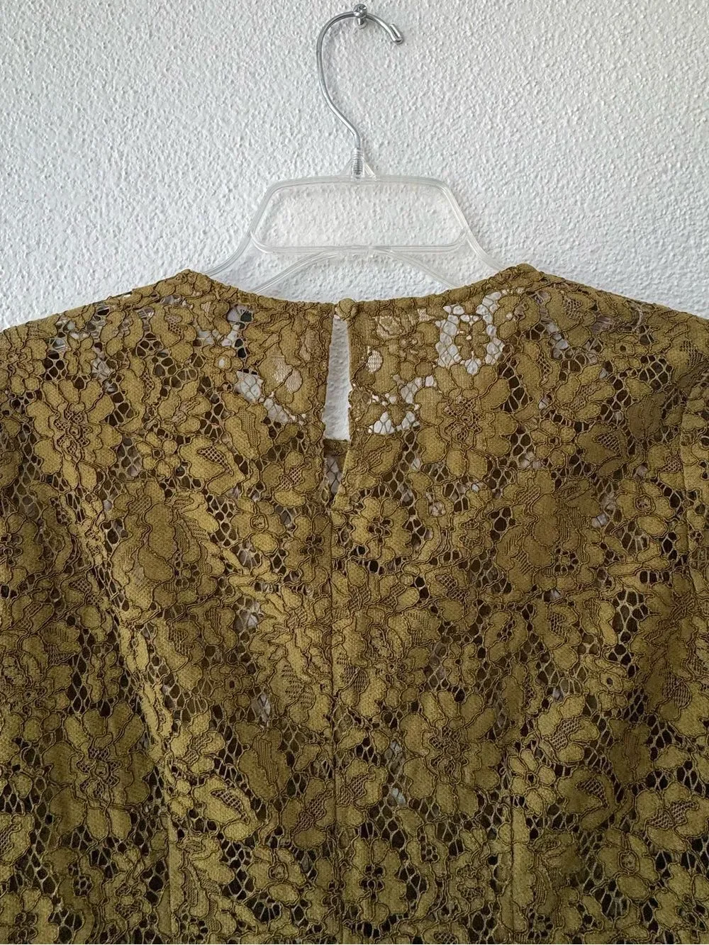 J. Crew Olive Green Floral Lace Long Sleeve Top SZ 00